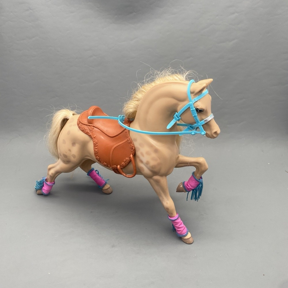 Vintage 1983 Mattel Barbie Tan HORSE with Brown Saddle & Leg Warmers  10"x12"